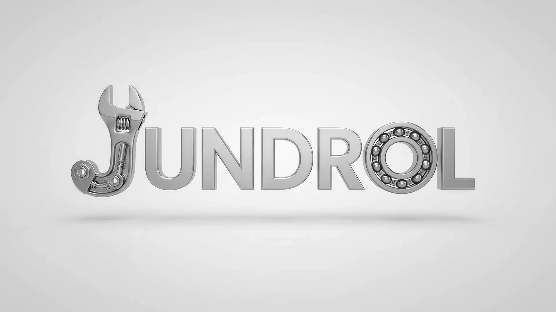 JUNDROL — logotipo metálico com rolamento e ferramenta